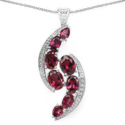 Bids.com 7.29 Carat Genuine Rhodolite & White Topaz .925 Sterling Silver Pendant Pendants