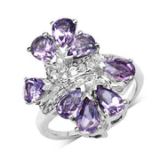 Bids.com 3.08 Carat Genuine Amethyst & White Topaz .925 Sterling Silver Ring Rings