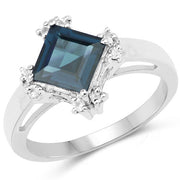 Bids.com 1.99 Carat Genuine London Blue Topaz & White Topaz .925 Sterling Silver Ring Rings