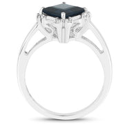 Bids.com 1.99 Carat Genuine London Blue Topaz & White Topaz .925 Sterling Silver Ring Rings