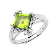 Bids.com 2.01 Carat Genuine Peridot & White Topaz .925 Sterling Silver Ring Rings