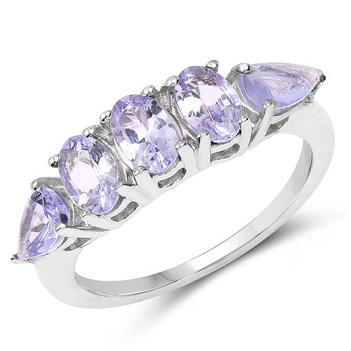 Bids.com 2.33 Carat Genuine Tanzanite .925 Sterling Silver Ring Rings