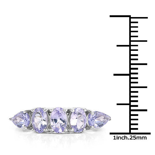 Bids.com 2.33 Carat Genuine Tanzanite .925 Sterling Silver Ring Rings