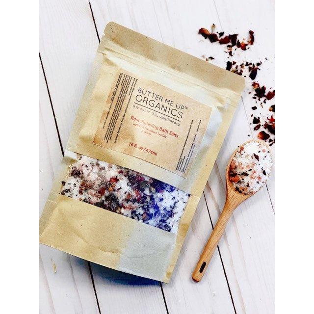 Butter Me Up Organics Organic Rose Salt Soak / Epsom Salt Soak / Pink Himalayan Sea Salt / Rose Absolut / Spa Gift / Butter Me Up Organics Bath