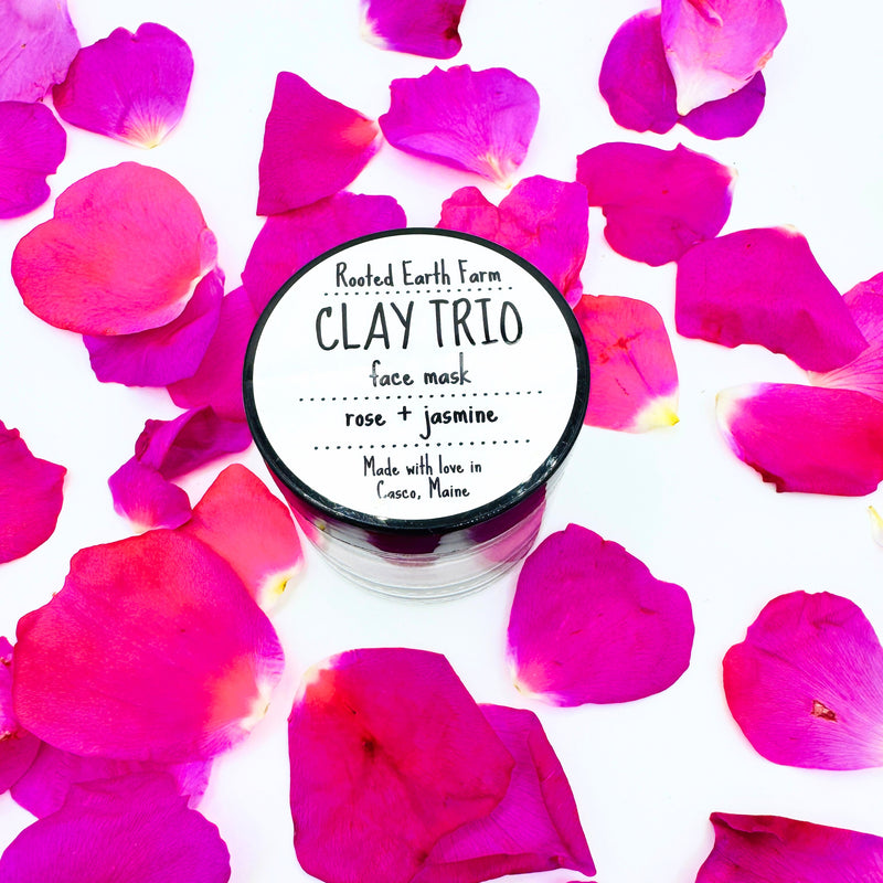 Rooted Earth Farm + Apothecary Rose + Jasmine Clay Trio Face Mask Face Masks + Scrubs