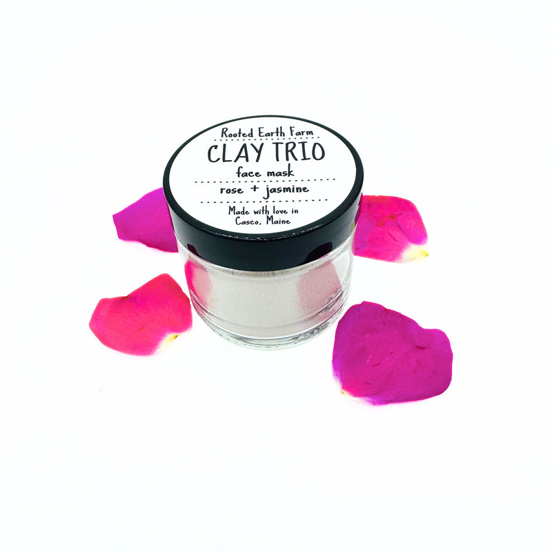 Rooted Earth Farm + Apothecary Rose + Jasmine Clay Trio Face Mask Face Masks + Scrubs