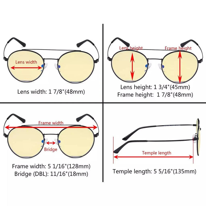 eyekeeper.com Round Anti Blue Light Glasses Yellow Lenses Eyewear LX19029-BB60 Eyeglasses