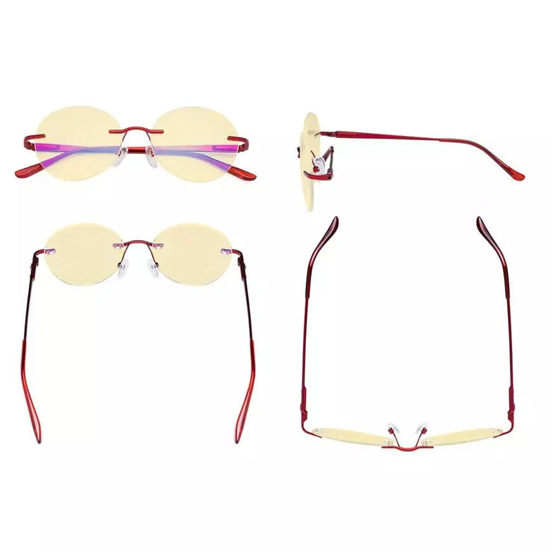 eyekeeper.com Round Rimless Blue Light Blocking Reading Glasses TMWK9910A Eyeglasses