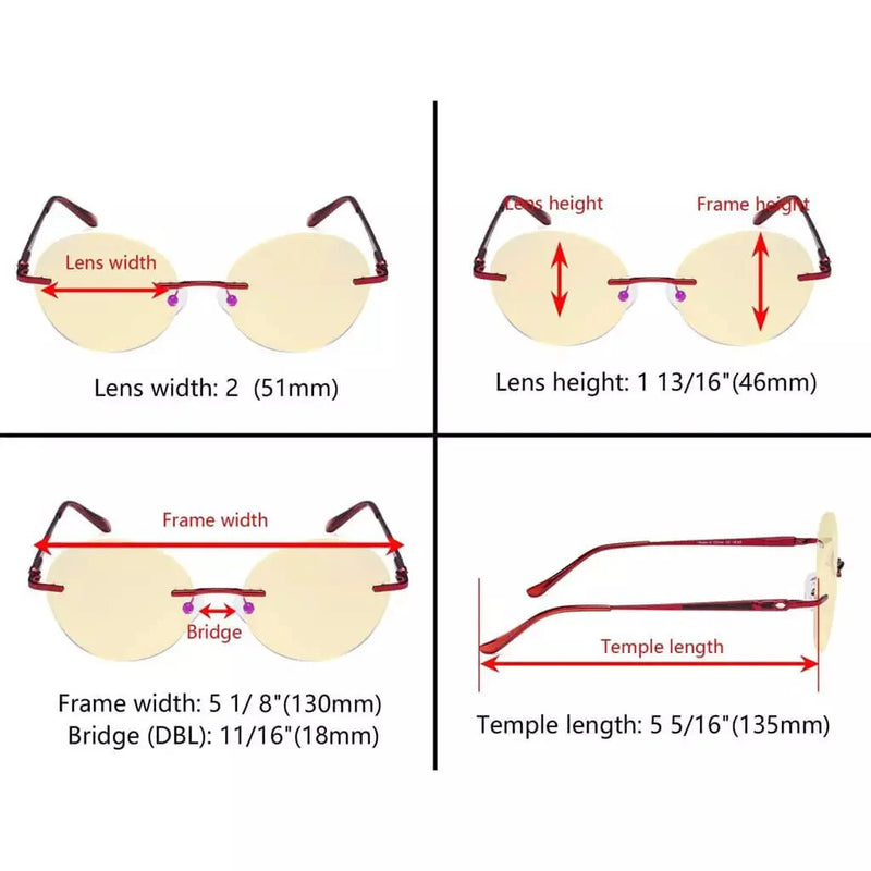 eyekeeper.com Round Rimless Blue Light Blocking Reading Glasses TMWK9910A Eyeglasses