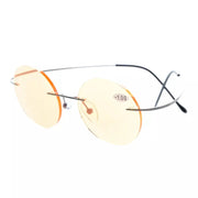 eyekeeper.com Round Rimless Blue Light Filter Reading Glasses UVR15026 Eyeglasses