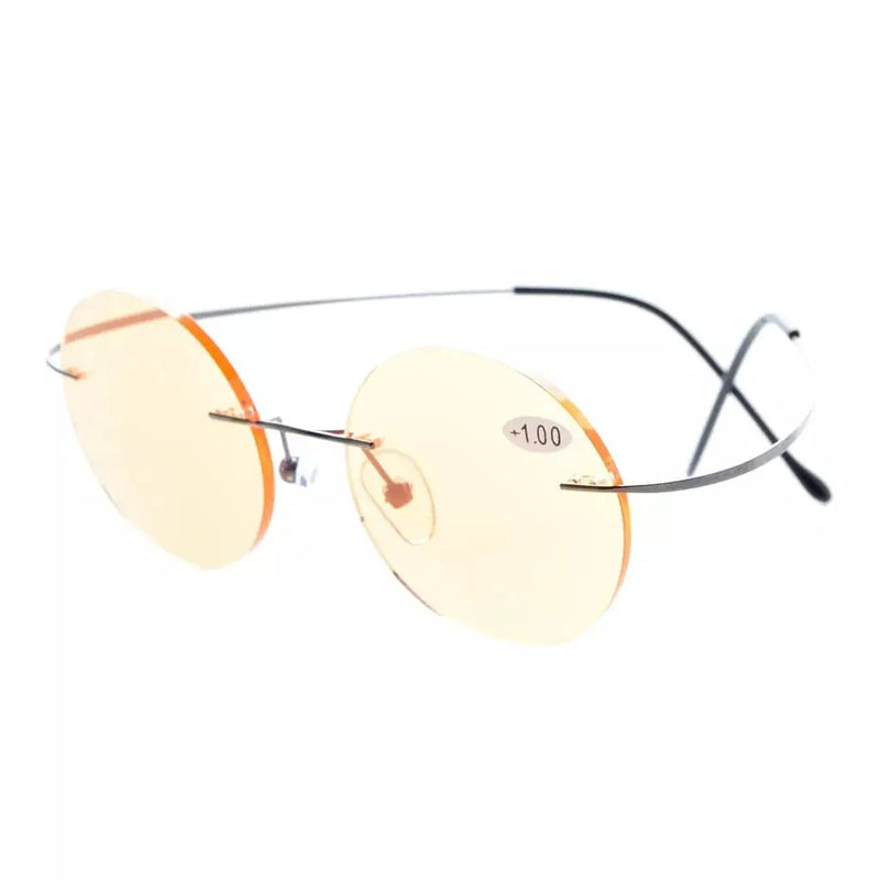 eyekeeper.com Round Rimless Blue Light Filter Reading Glasses UVR15026 Eyeglasses