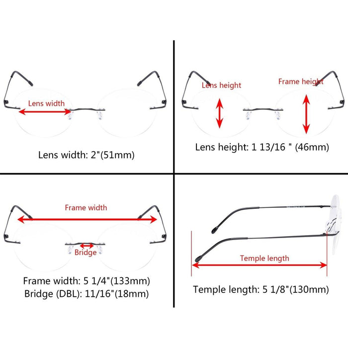 Eyekeeper.Com - Round Rimless Reading Glasses Rwk9910