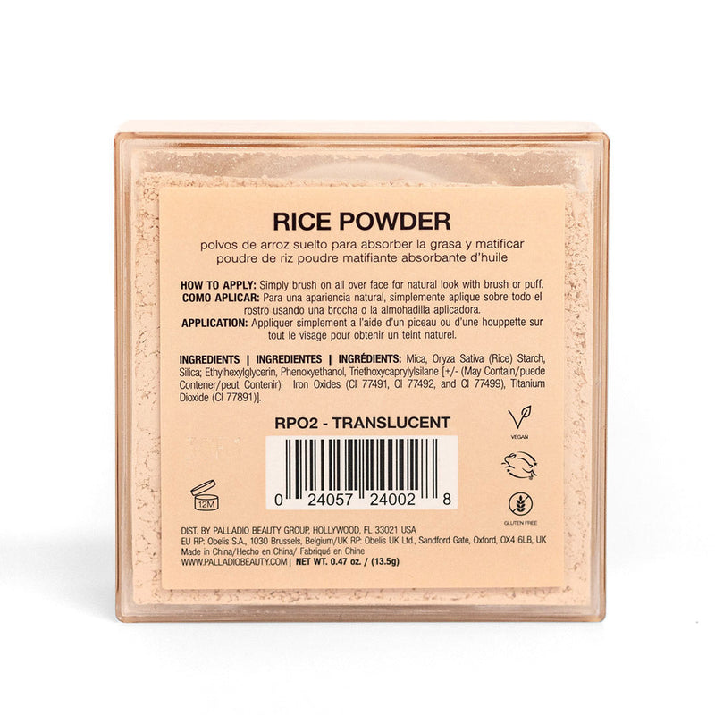 Palladio RICE POWDER Rice Loose Powder White Smoke Translucent,Natural,Warm Beige