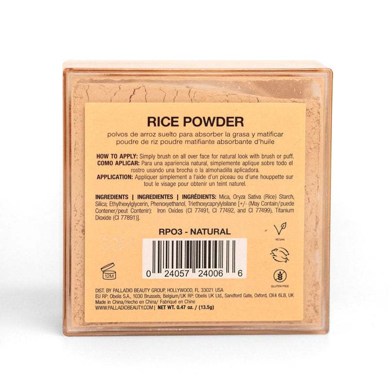 Palladio RICE POWDER Rice Loose Powder Light Goldenrod Translucent,Natural,Warm Beige