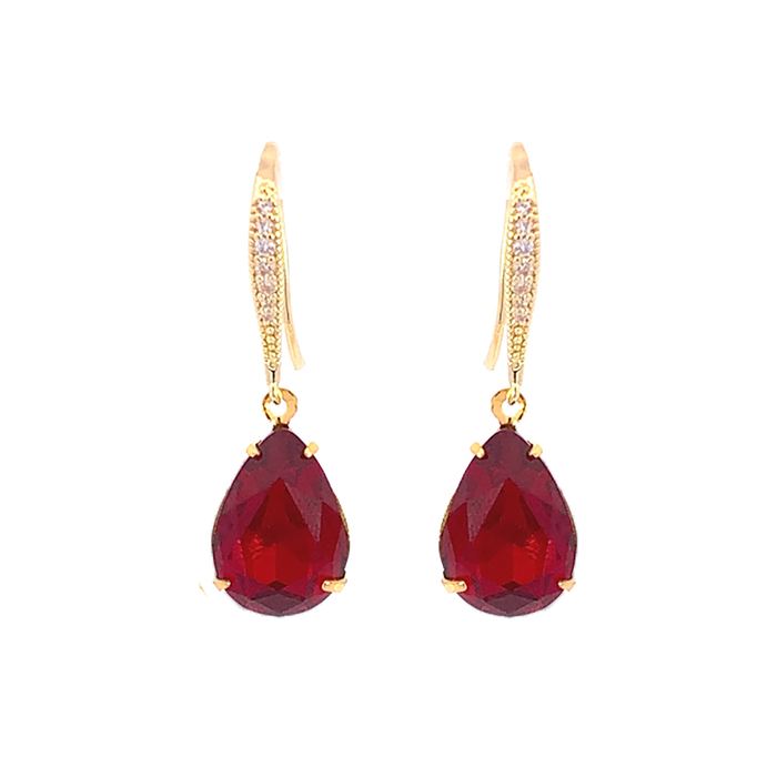 Ruby Crystal Birthstone Earrings