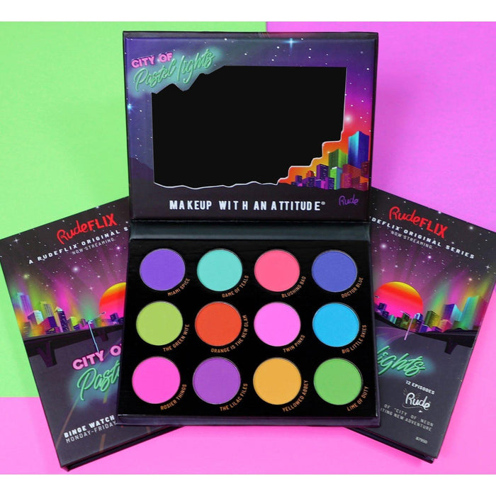 Rude Cosmetics - Rude Cosmetics - City of Pastel Lights - 12 Pastel Pigment & Eyeshadow Palette