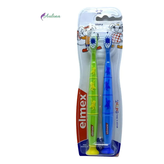 Elmex Green & Blue Flexible 3-6 Years Old Kid's Toothbrush Duo Pack