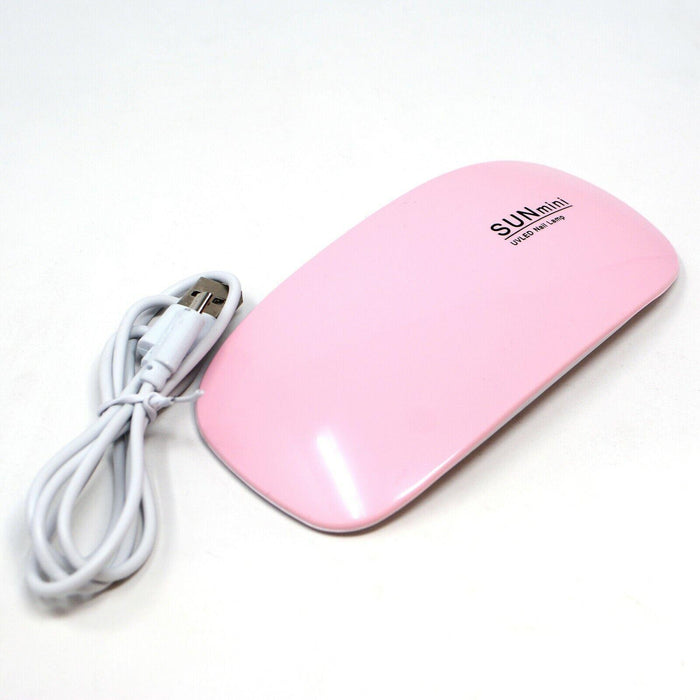 Nail Beauty Salon White & Pink Mini Folding Cordless Usb Charging 6W Quick Dry Nail Dryer Portable Uv Lamp
