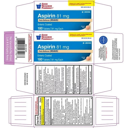 Good Neighbor Pharmacy GNP ASPIRIN 81 MG EC TAB 180CT Medicine & Drugs