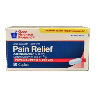 Good Neighbor Pharmacy GNP Pain Relief PM (Acetaminophen 500mg/Diphenhydramine 25mg), 100 Caplets Medicine & Drugs