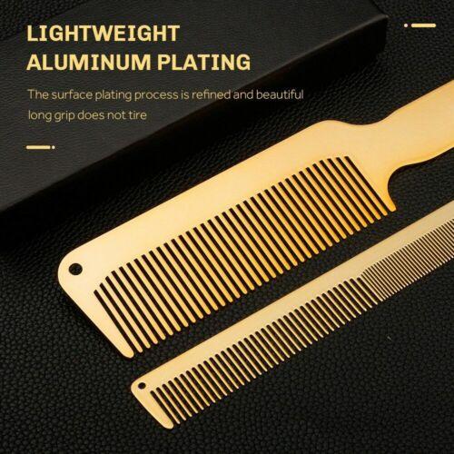 Professional Metal Styling Cutting Comb And Flat Top Clipper Comb Set Gold Color + Fade Brush