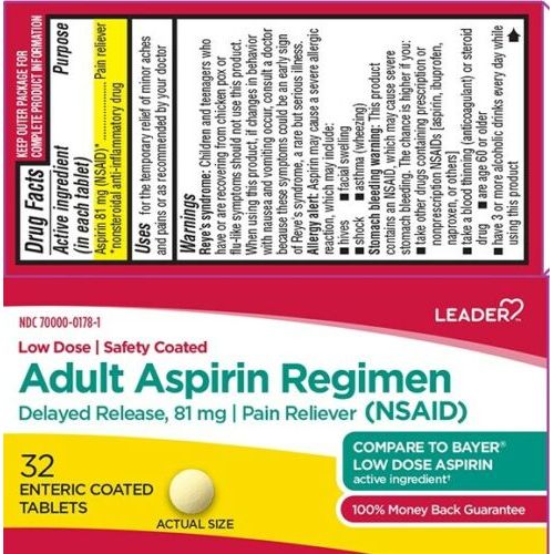 Leader Leader Adult Aspirin Regimen Enteric Coated Tabs 32ct Health Care