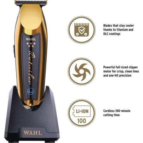 Wahl Professional 5 Star Series Cordless Magic Clip Gold & Cordless Detailer Li Gold + Free Gifts Combo Set