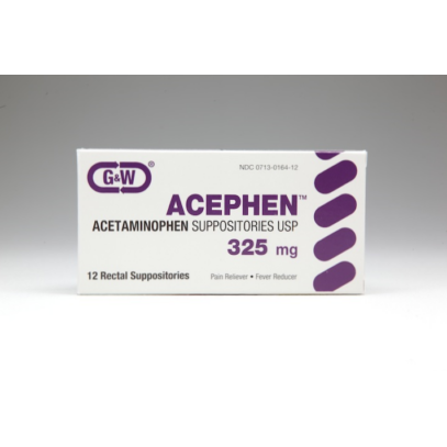 G&W Acephen 325 mg Acetaminophen Suppositories - Fever Reducer & Pain Reliever Medicine & Drugs