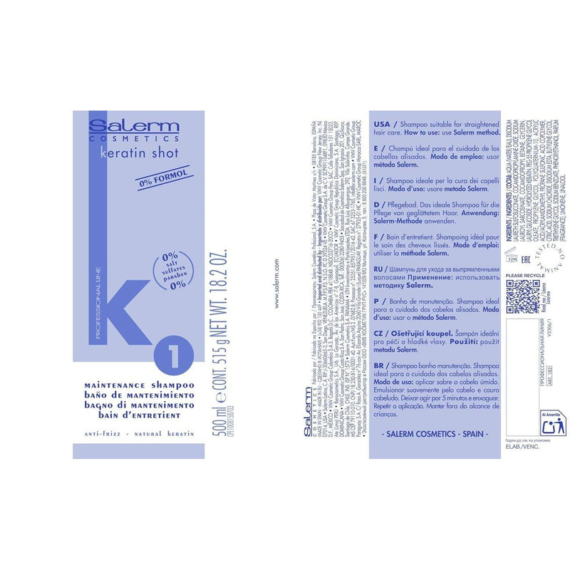 VIP Extensions SALERM - Keratin Shot - Sulfate-Free Shampoo 18 oz Hair Care