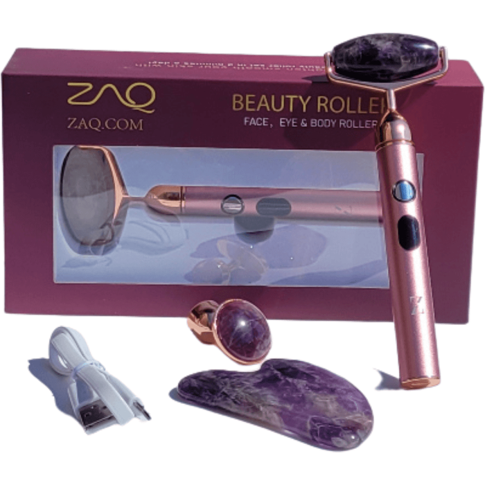 ZAQ Skin & Body - Sana Amethyst Vibrating Changeable Face Rollers W/ Gua Sha