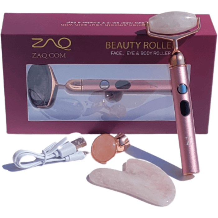 ZAQ Skin & Body - Sana Rose Quartz Vibrating Changeable Face Rollers W/ Gua Sha