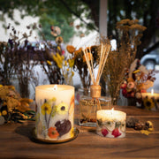 Rosy Rings Honey Tobacco Medium Round Botanical Candle Medium Botanical Candle