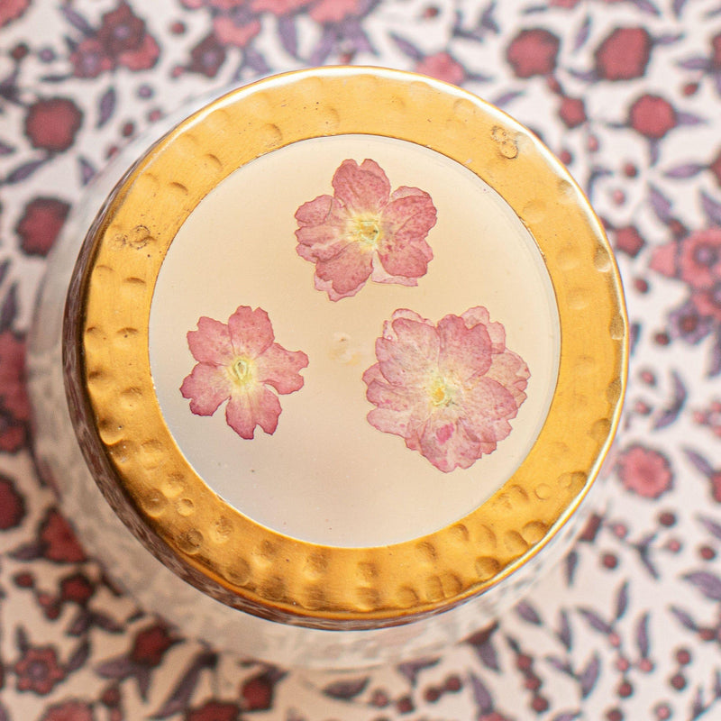 Rosy Rings Spicy Apple Small Pressed Floral Candle Pressed Floral Candles