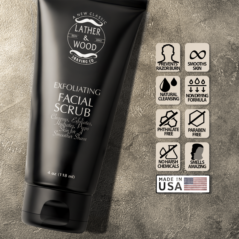 Lather & Wood Shaving Co Exfoliating Face Scrub Men Grooming, Health
