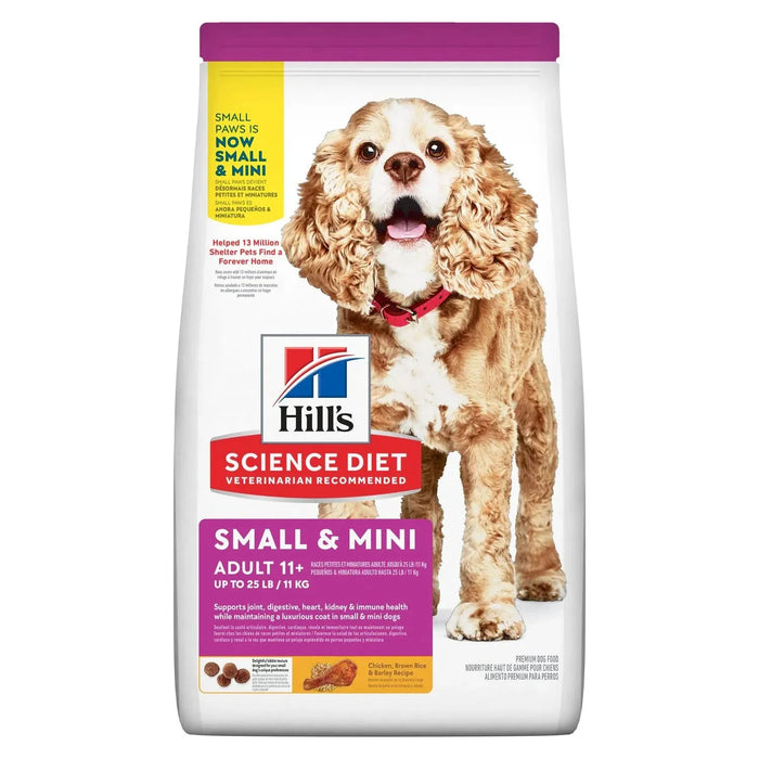 Hardypaw Hill'S Science Diet Adult 11+ Small & Mini Chicken Meal, Brown Rice & Barley Recipe Dry Dog Food, 4.5 Lb Bag