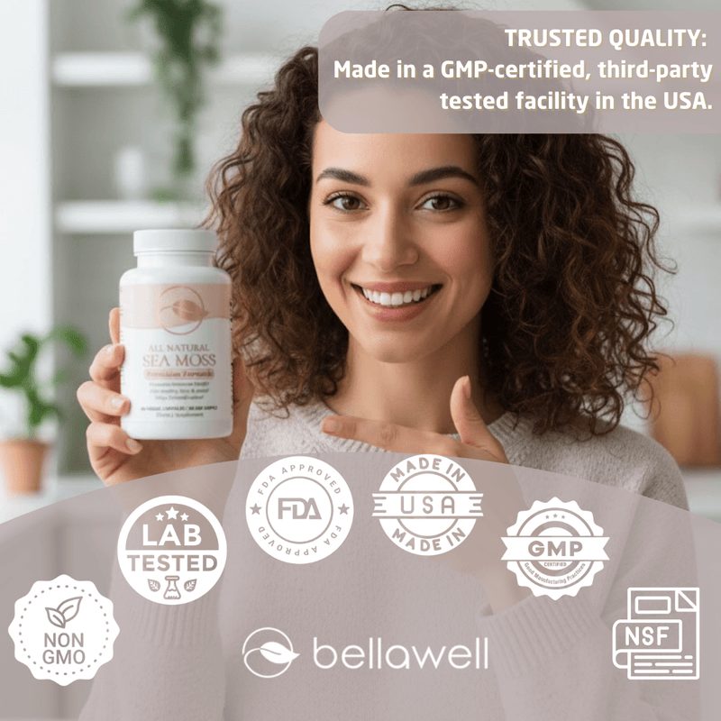 Bellawell Health Sea Moss Superfood for Women's Wellness Capsules Dark Gray