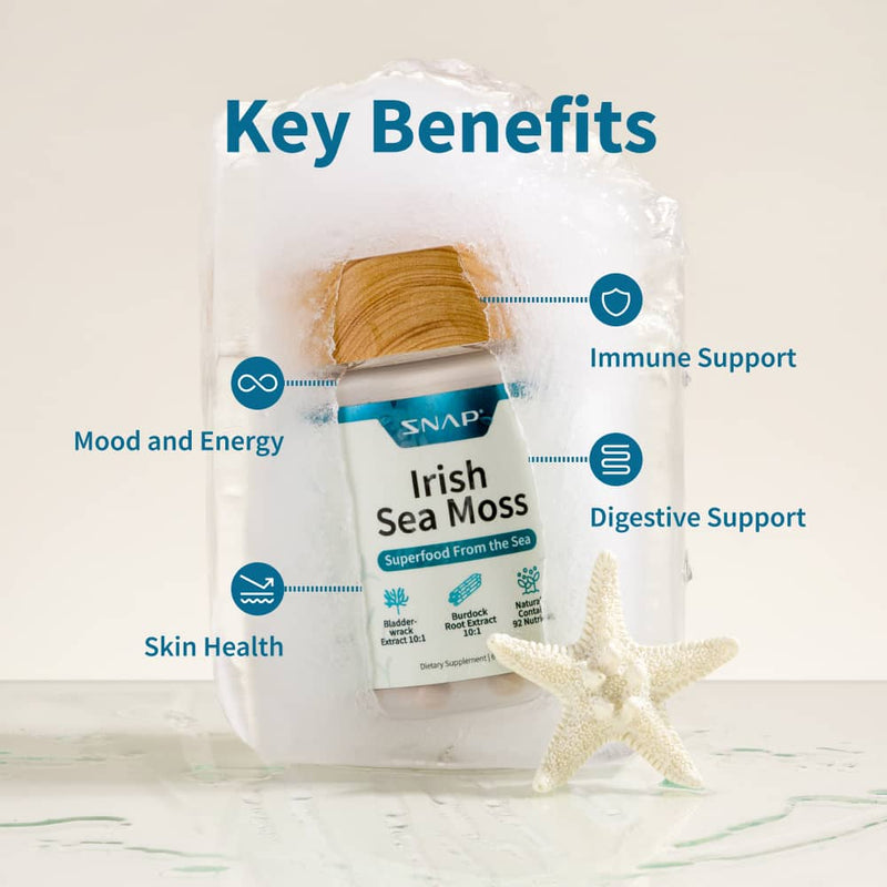 Snap Supplements Irish Sea Moss with Iodine Energy Support - Buy 3, Get 2 FREE! hidden