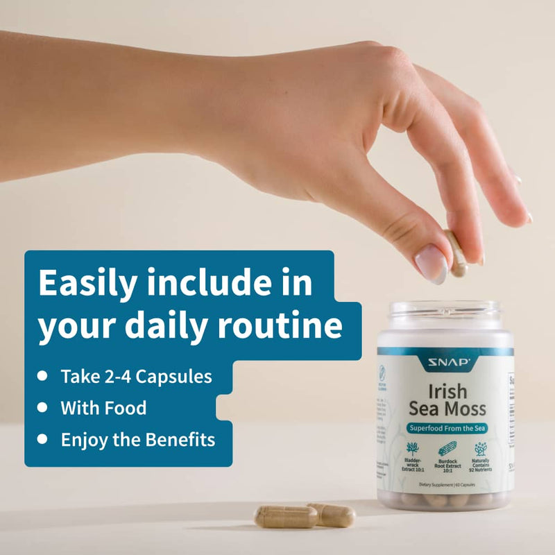 Snap Supplements Irish Sea Moss with Iodine Energy Support - Buy 3, Get 2 FREE! hidden