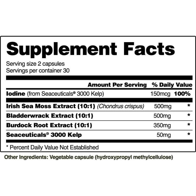 Snap Supplements Irish Sea Moss with Iodine Energy Support - Buy 3, Get 2 FREE! hidden