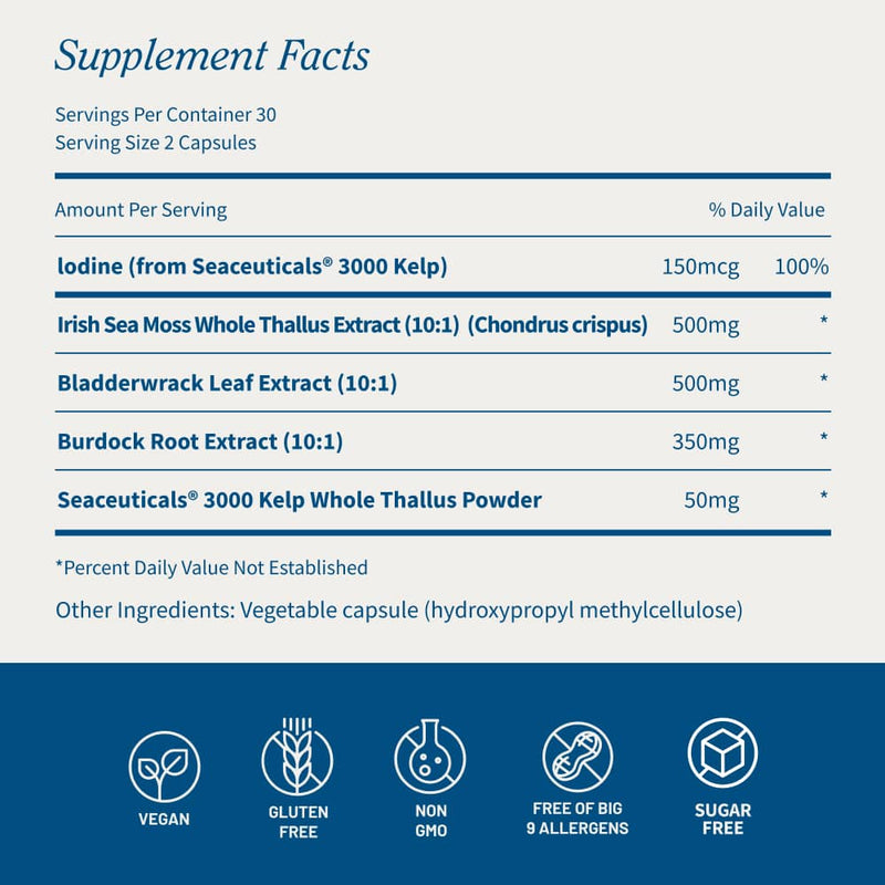 Snap Supplements Irish Sea Moss with Iodine Energy Support - Buy 3, Get 2 FREE! hidden