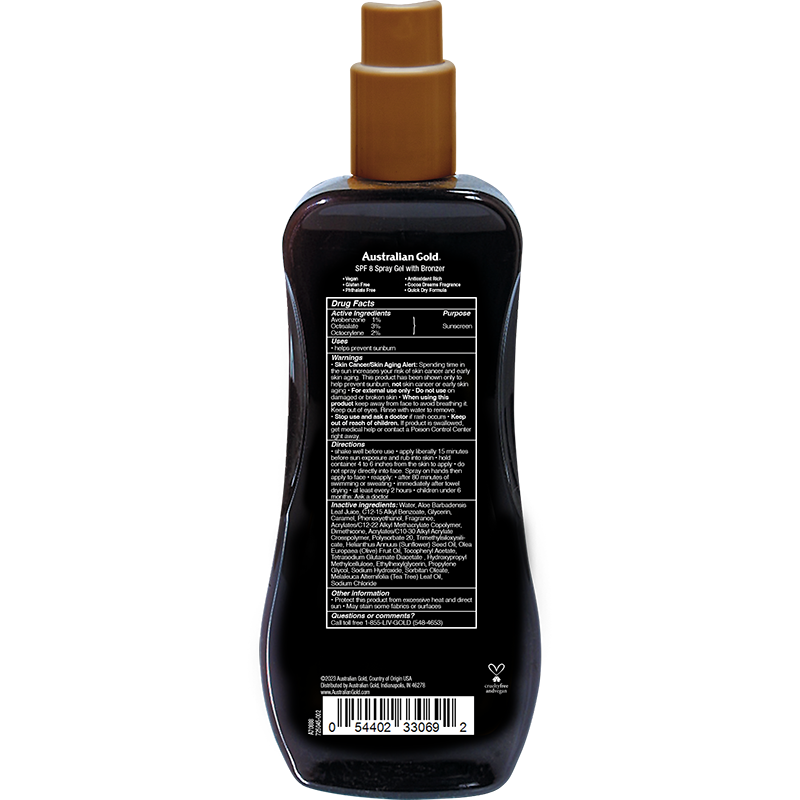 Australian Gold Australian Gold  SPF 8 Spray Gel Bronzer 8 fl oz Skin Care