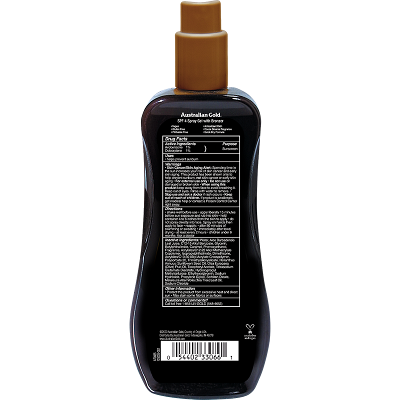 Australian Gold Australian Gold SPF 4 Spray Gel Bronzer 8 fl oz Skin Care