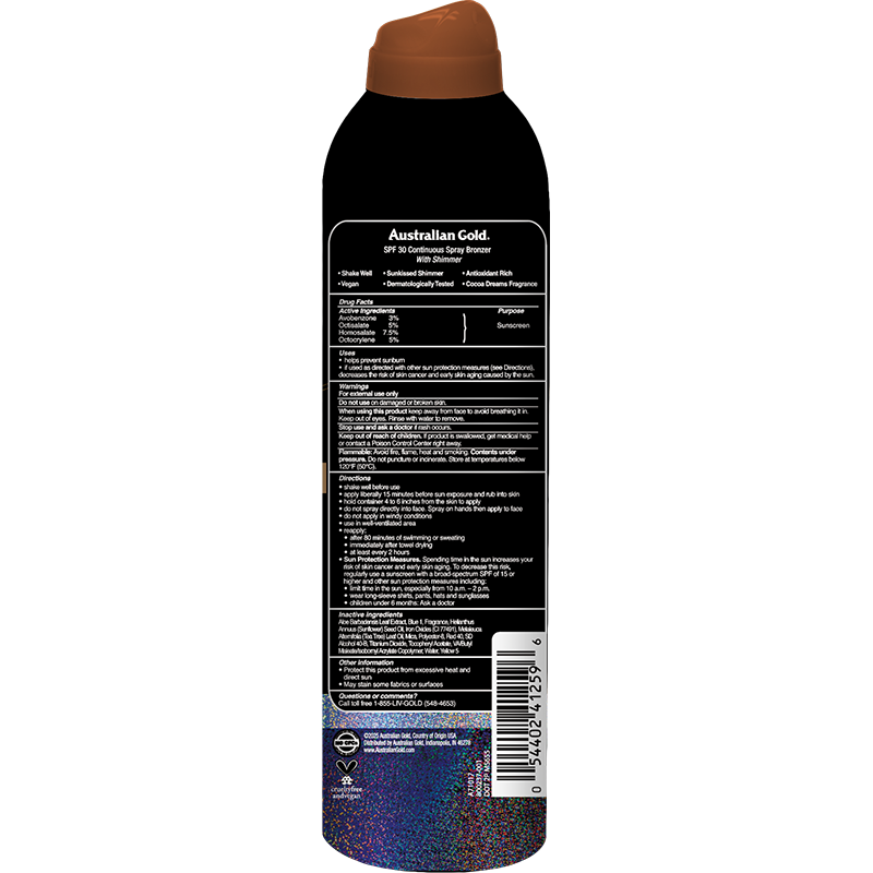 Australian Gold Australian Gold SPF 30 Continuous Spray Bronzer Shimmer 6 oz Skin Care