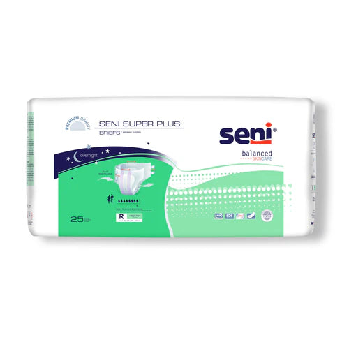 Seni Seni Super Plus Adult Briefs with Tabs, Regular Size, Heavy Absorbency (Case of 75) Incontinence Aids