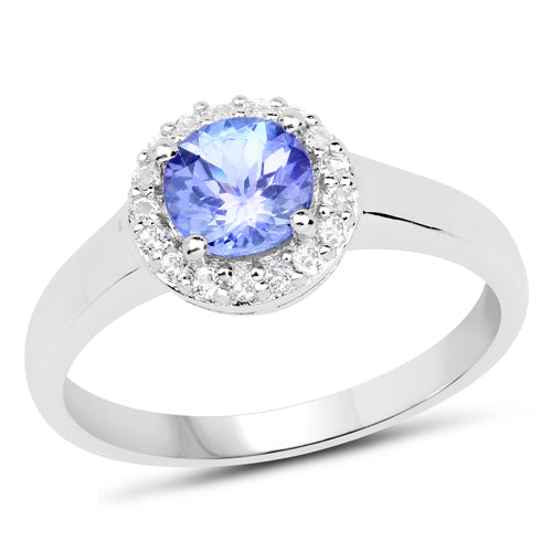 Bids.com 3.77 Carat Genuine Tanzanite and White Topaz .925 Sterling Silver 3 Piece Jewelry Set (Ring, Earrings, and Pendant w/ Chain) Jewelry Sets