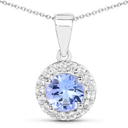 Bids.com 3.77 Carat Genuine Tanzanite and White Topaz .925 Sterling Silver 3 Piece Jewelry Set (Ring, Earrings, and Pendant w/ Chain) Jewelry Sets