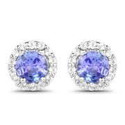 Bids.com 3.77 Carat Genuine Tanzanite and White Topaz .925 Sterling Silver 3 Piece Jewelry Set (Ring, Earrings, and Pendant w/ Chain) Jewelry Sets