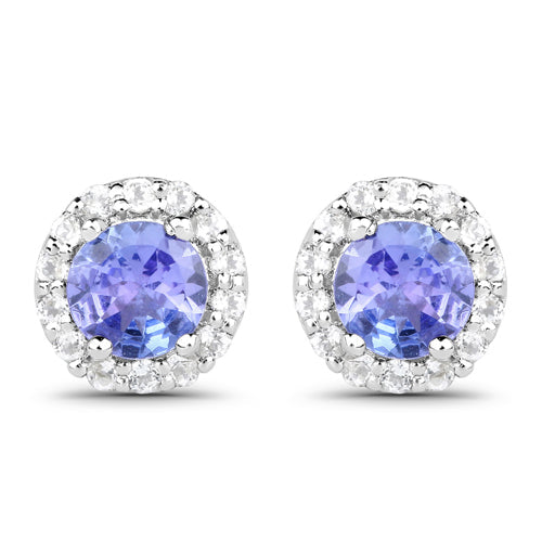 Bids.com 3.77 Carat Genuine Tanzanite and White Topaz .925 Sterling Silver 3 Piece Jewelry Set (Ring, Earrings, and Pendant w/ Chain) Jewelry Sets