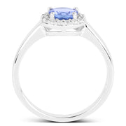 Bids.com 3.77 Carat Genuine Tanzanite and White Topaz .925 Sterling Silver 3 Piece Jewelry Set (Ring, Earrings, and Pendant w/ Chain) Jewelry Sets