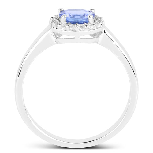 Bids.com 3.77 Carat Genuine Tanzanite and White Topaz .925 Sterling Silver 3 Piece Jewelry Set (Ring, Earrings, and Pendant w/ Chain) Jewelry Sets